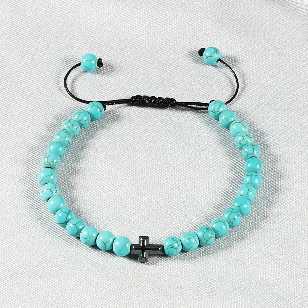 6mm Natural Stone Beads Braided Cross Bracelet – Christian Prayer Jewelry for Men & Women - Image 4
