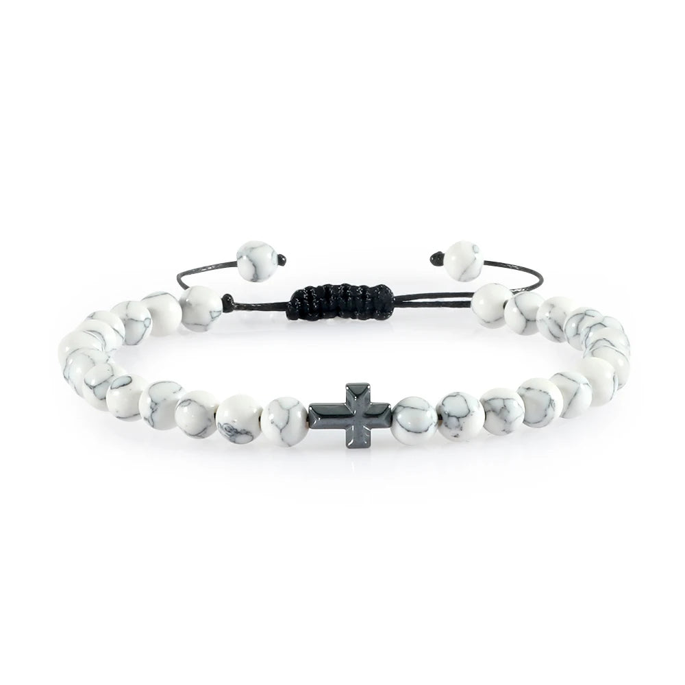 6mm Natural Stone Beads Braided Cross Bracelet – Christian Prayer Jewelry for Men & Women - Image 10