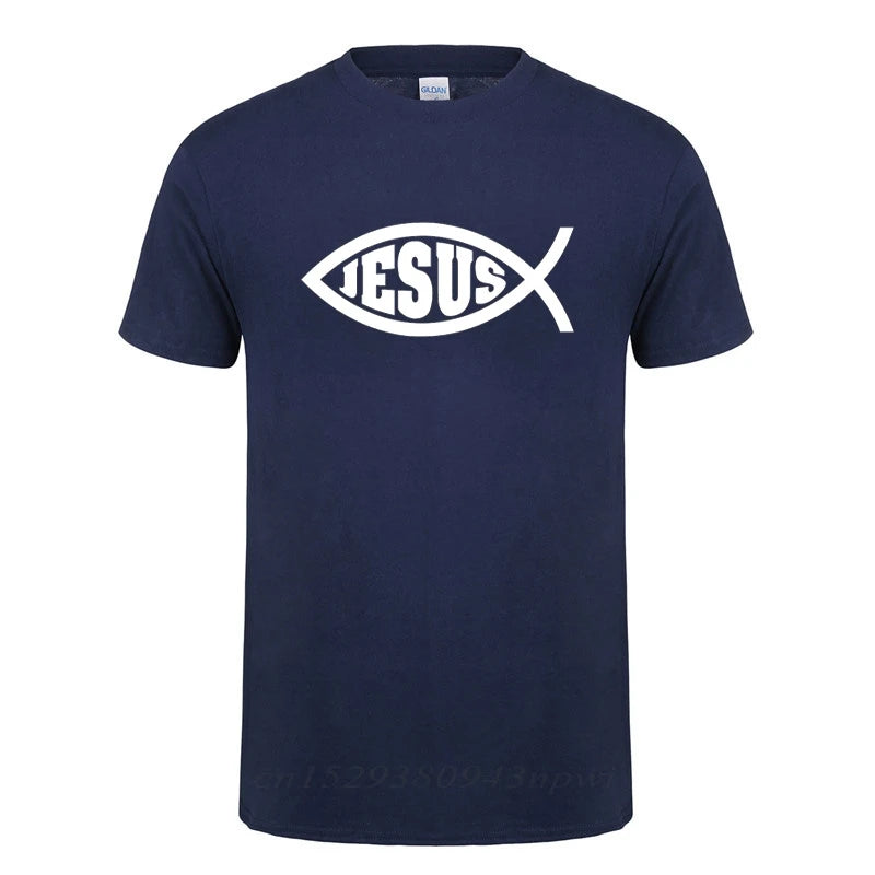 Jesus Fish Print T-Shirt – Inspirational Christian Faith Tee for Men & Women