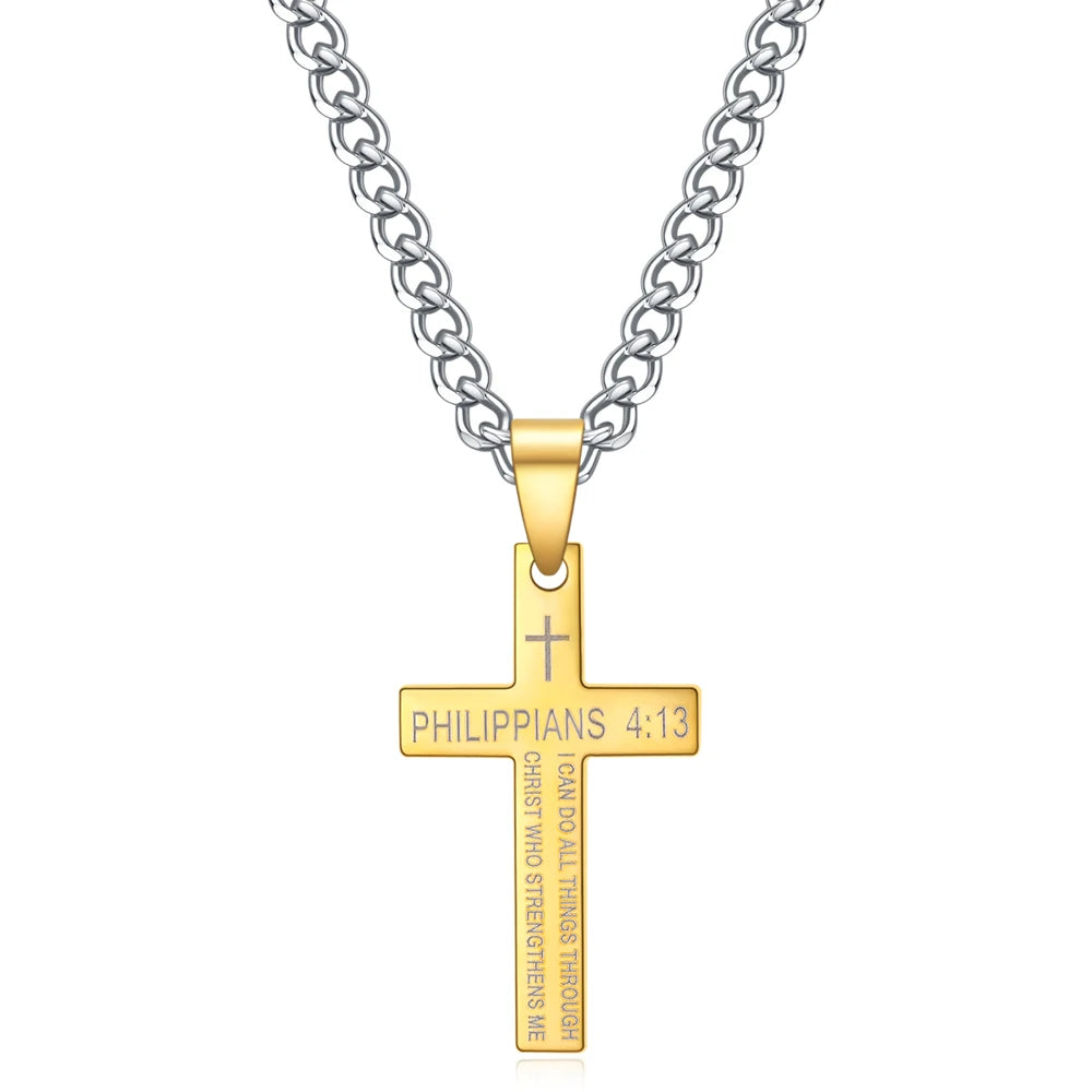 Christian Bible Cross Stainless Steel Statement Necklace – Unisex Catholic Religious Jewelry - Image 17