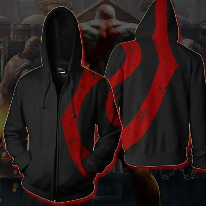 God of War "Ghost of Sparta" Hoodie – 3D Print Kratos Zip-Up Sweatshirt for Men - Image 3
