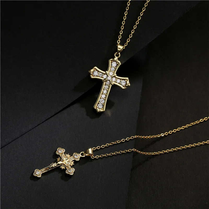 NEWBUY Gold Color Jesus Cross Pendant Necklace – Stainless Steel Christian Jewelry for Men & Women - Image 3