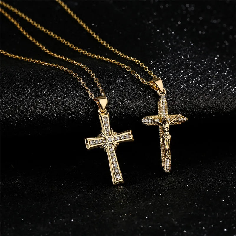 NEWBUY Gold Color Jesus Cross Pendant Necklace – Stainless Steel Christian Jewelry for Men & Women - Image 4