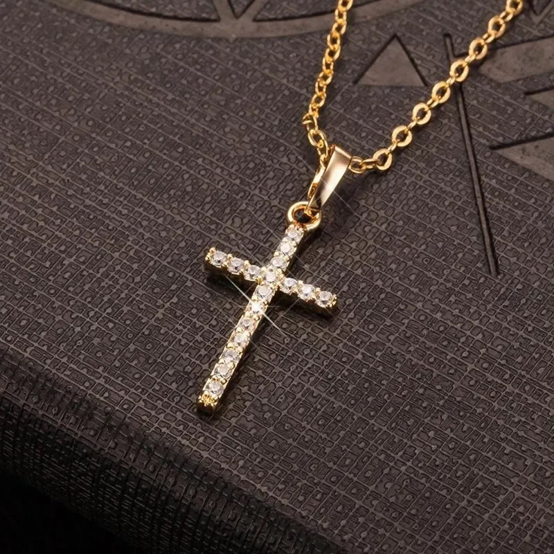 Cross Pendant Rhinestone Inlay Adjustable Necklace - Image 5