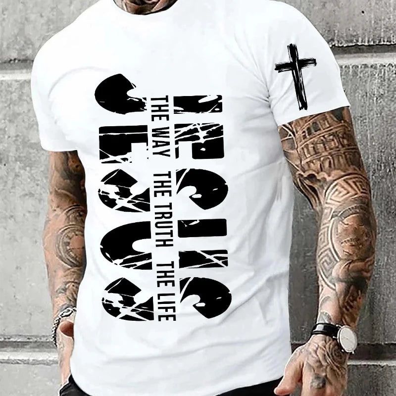 "Jesus – The Way, The Truth, The Life" T-Shirt – Retro Christian Streetwear for Men - Image 4