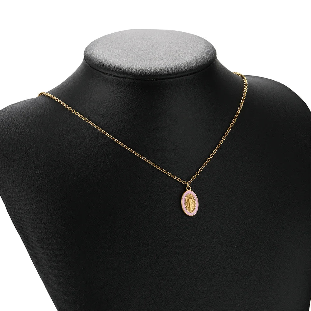 5pcs Stainless Steel Oval Jesus Charms Set - Image 6