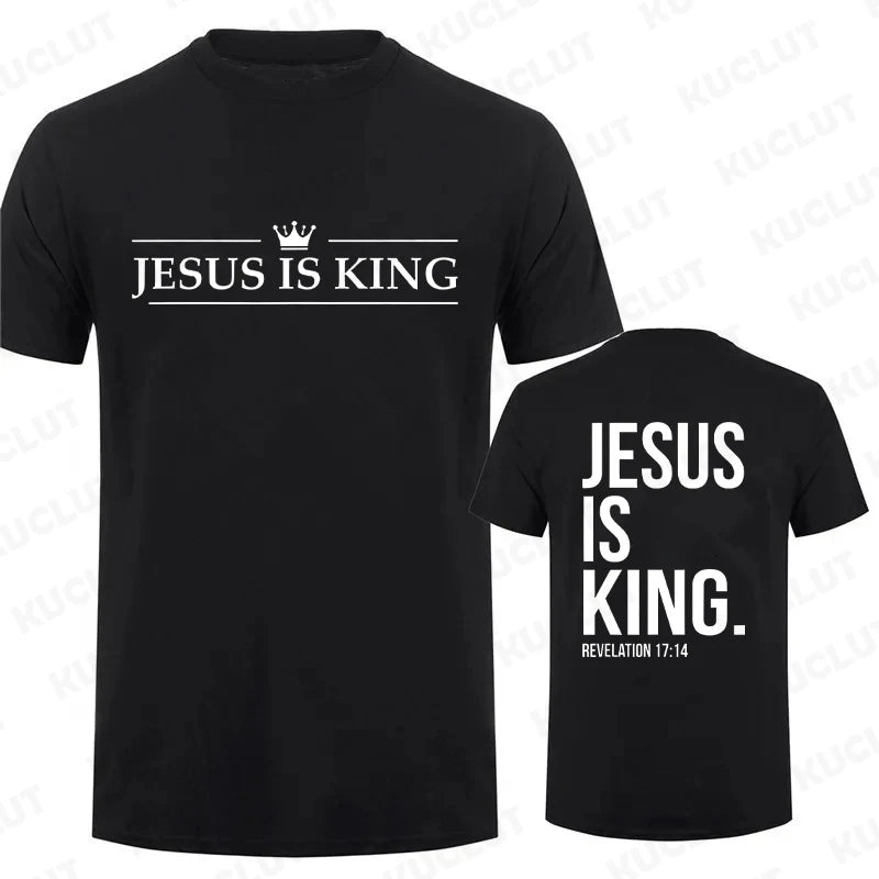 "Jesus Is King" Print T-Shirt – Casual Christian Faith Tee for Men - Image 12