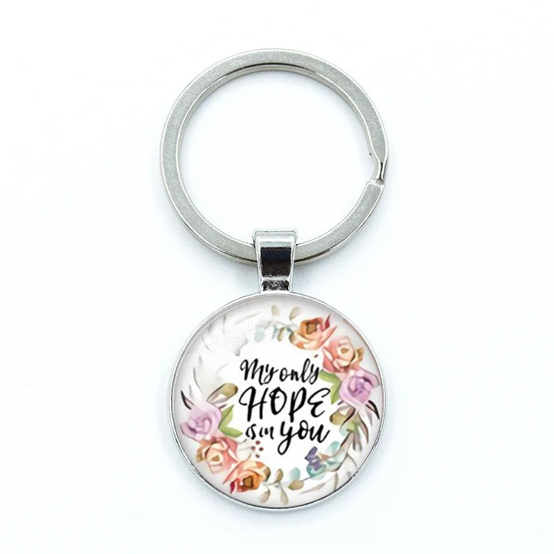 Give Thanks With A Grateful Heart Keychain – Bible Verse Glass Cabochon Charm Gift - Image 21