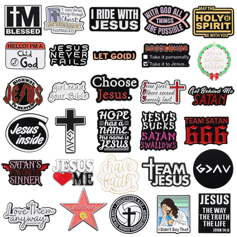 Jesus Enamel Pins – Christ Cartoon Brooches & Lapel Badges for Backpack, Collar & Gifts