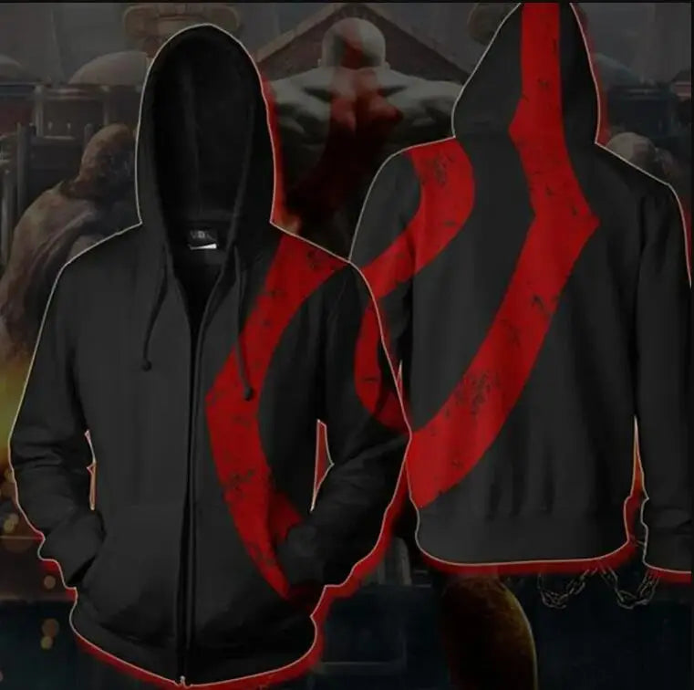 God of War "Ghost of Sparta" Hoodie – 3D Print Kratos Zip-Up Sweatshirt for Men - Image 4