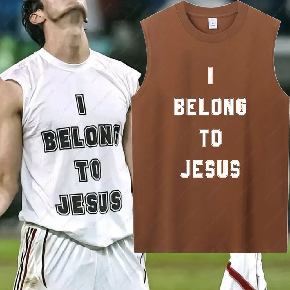 "I Belong to Jesus" Men's Sleeveless Vest – Summer Cotton Christian Tank Top - Image 6