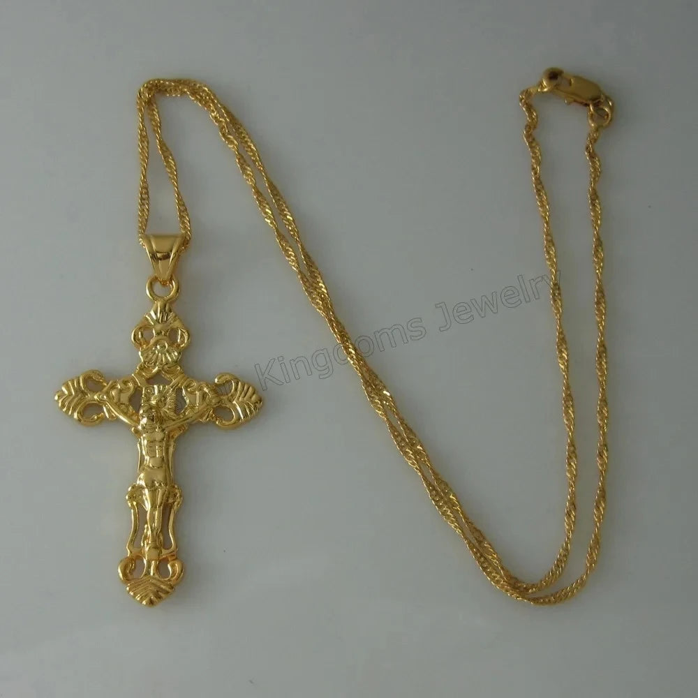 Jesus Cross Pendant Necklace – Christ the Redeemer Christian Catholic Jewelry (45CM or 60CM)