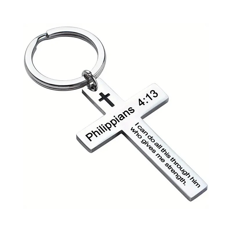 Christian Bible Verse Cross Pendant Keychain - Image 7