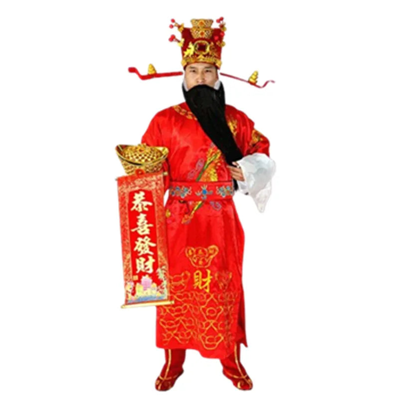 Ancient God of Wealth Costume – Caishen Cosplay Outfit for Men - Image 4