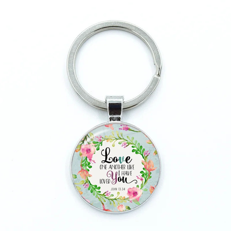 Give Thanks With A Grateful Heart Keychain – Bible Verse Glass Cabochon Charm Gift - Image 16