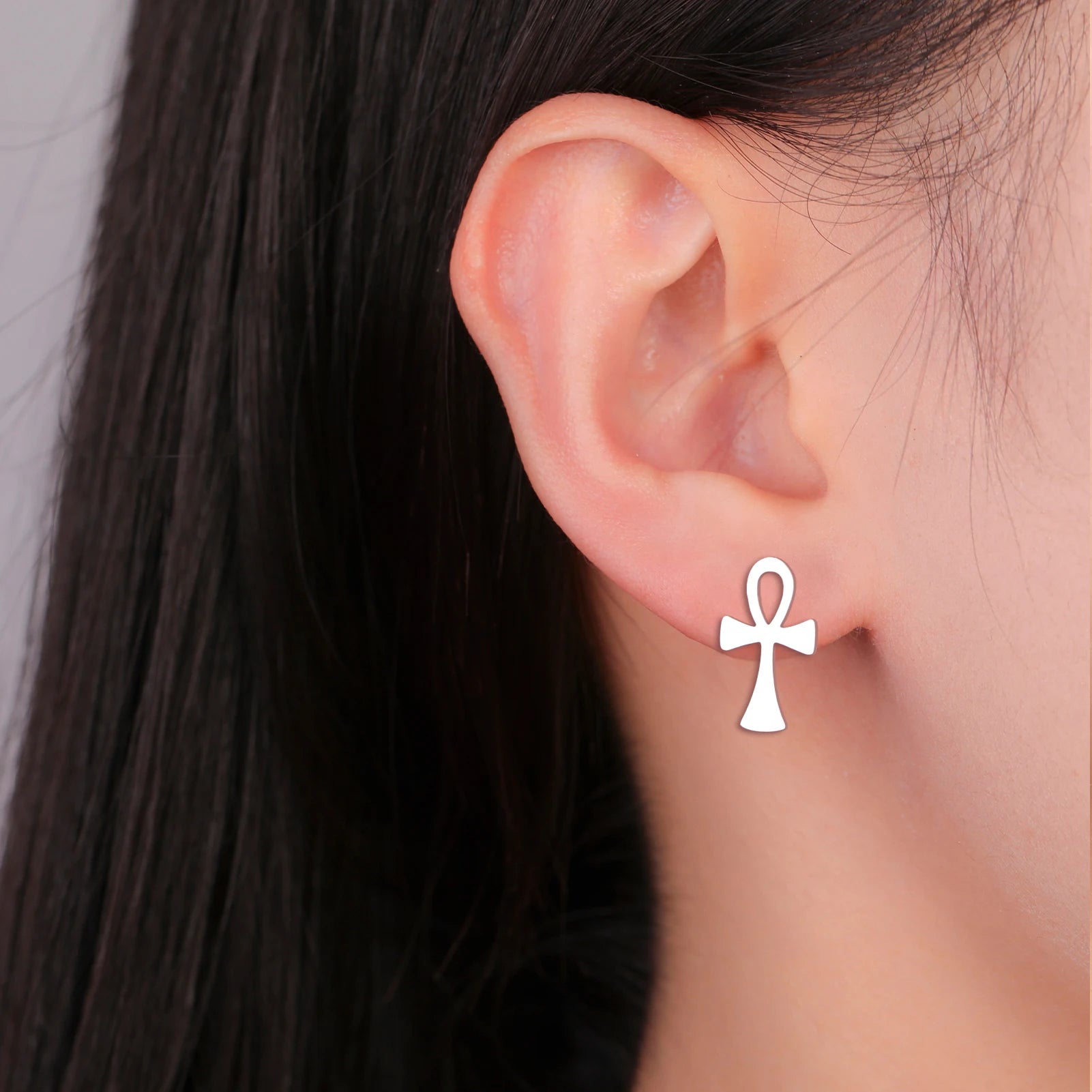 Lucktune Egyptian Ankh Cross Stud Earrings – Symbol of Life Amulet Jewelry for Women - Image 3