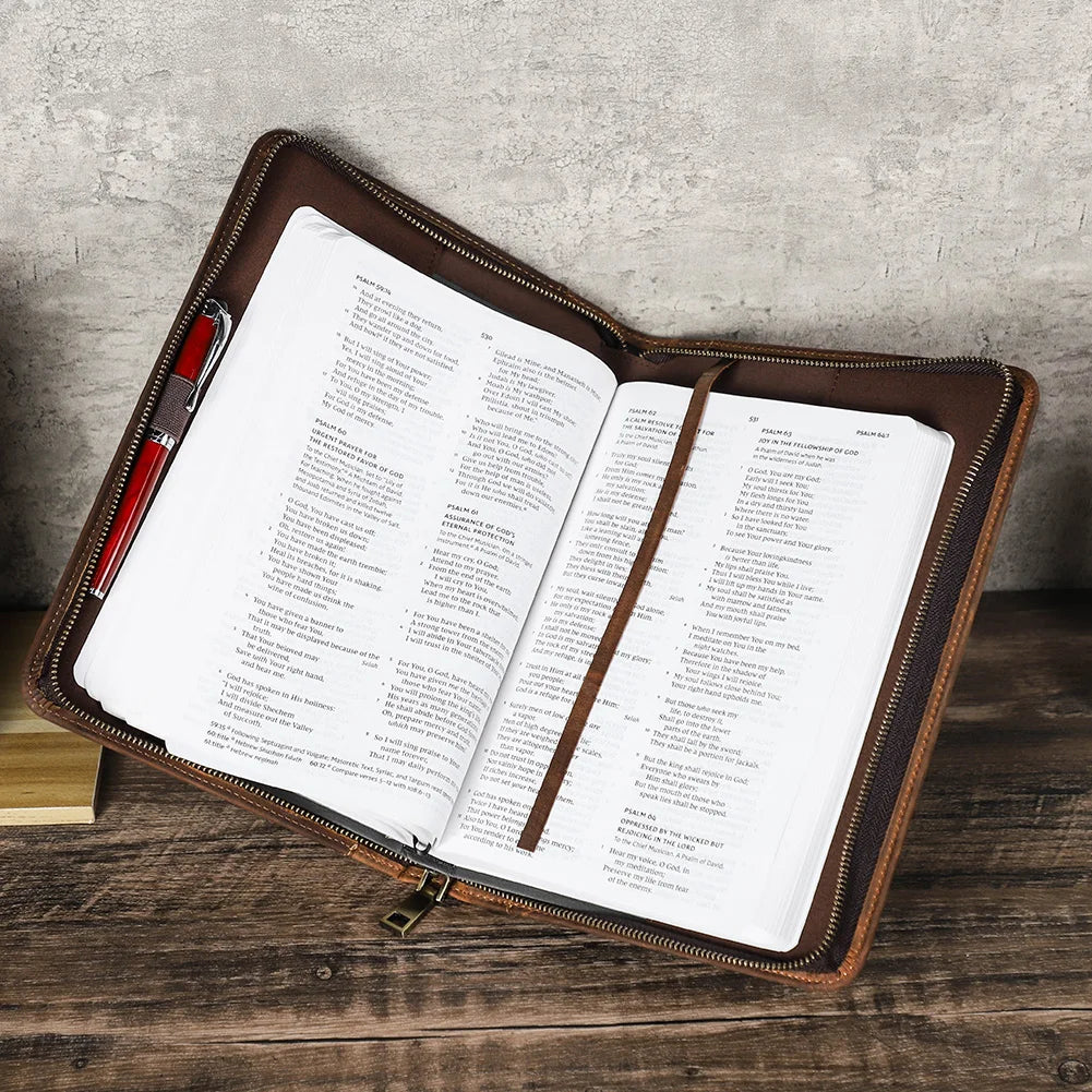 Handmade Custom Cowhide Leather Book Cover – Bible Case & Travel Portfolio - Image 5