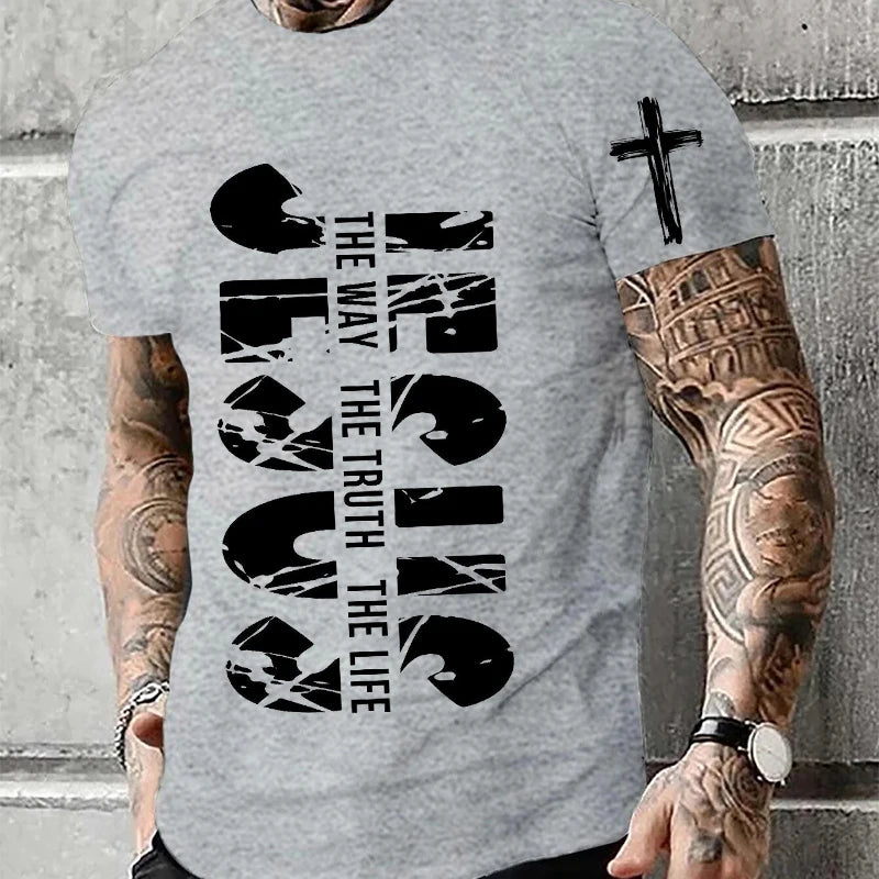 "Jesus – The Way, The Truth, The Life" T-Shirt – Retro Christian Streetwear for Men - Image 2