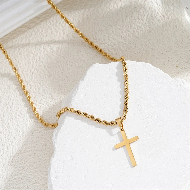 2024 Vintage Twisted Chain Cross Necklace – Boho Christian Pendant Jewelry for Men & Women - Image 2