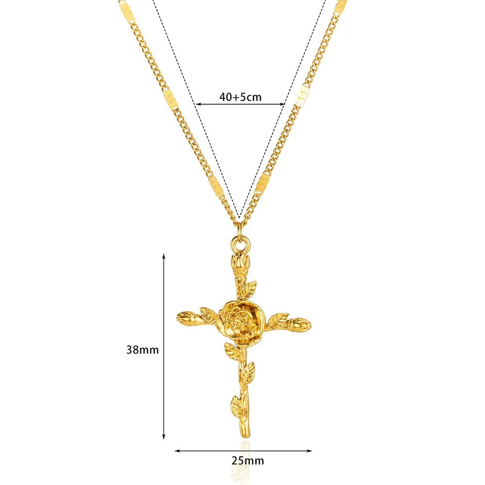 Caravaca Angels Crucifix Necklace – Gold Stainless Steel Jesus Cross for Men & Women - Image 21