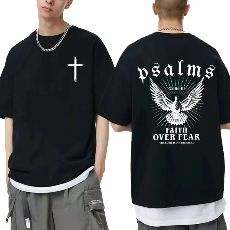 Jesus "Faith Over Fear" Dove T-Shirt – Christian Oversized Tee for Men & Women
