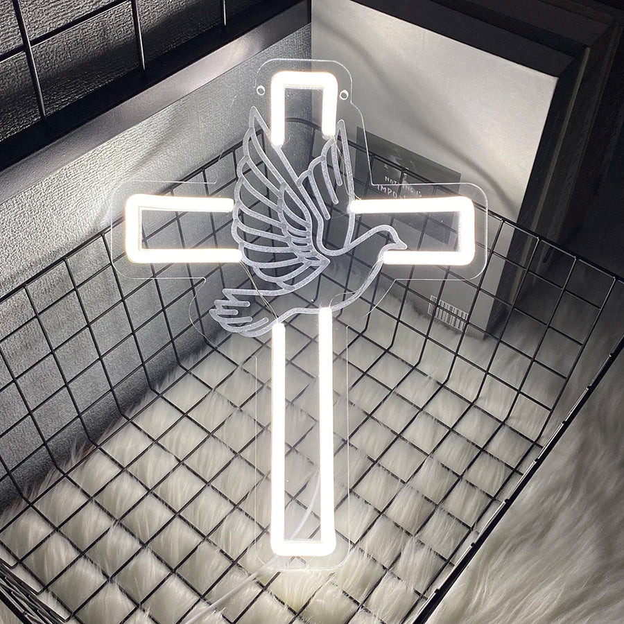 Cross Neon Sign – LED Jesus Neon Light for Wall Decor & Gifts - Image 2