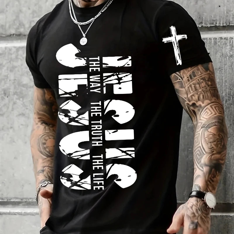 "Jesus – The Way, The Truth, The Life" T-Shirt – Retro Christian Streetwear for Men