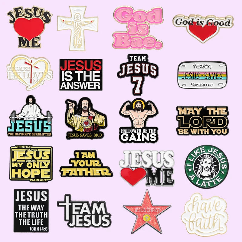 30-Piece Set Jesus Christ Faith Enamel Pins – Wholesale Christian Cartoon Brooches & Lapel Badges