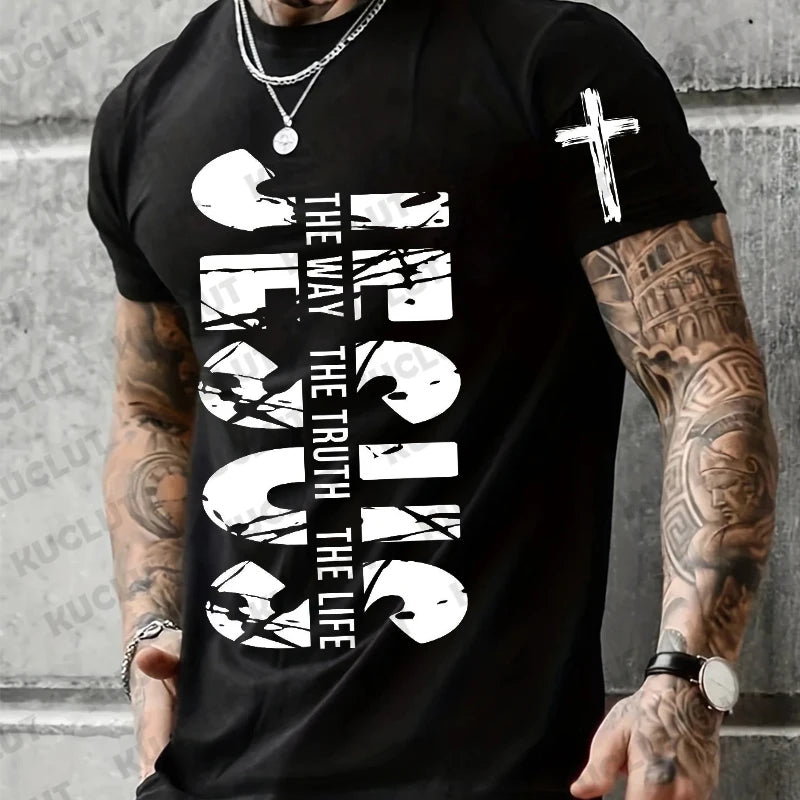 "Jesus – The Way, The Truth, The Life" T-Shirt – Retro Christian Streetwear for Men - Image 11