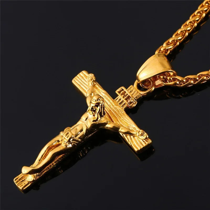 New Religious Jesus Cross Necklace – Fashion Gold Color Pendant for Men & Women - Image 5