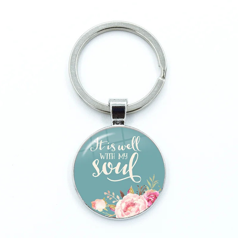 Give Thanks With A Grateful Heart Keychain – Bible Verse Glass Cabochon Charm Gift - Image 19