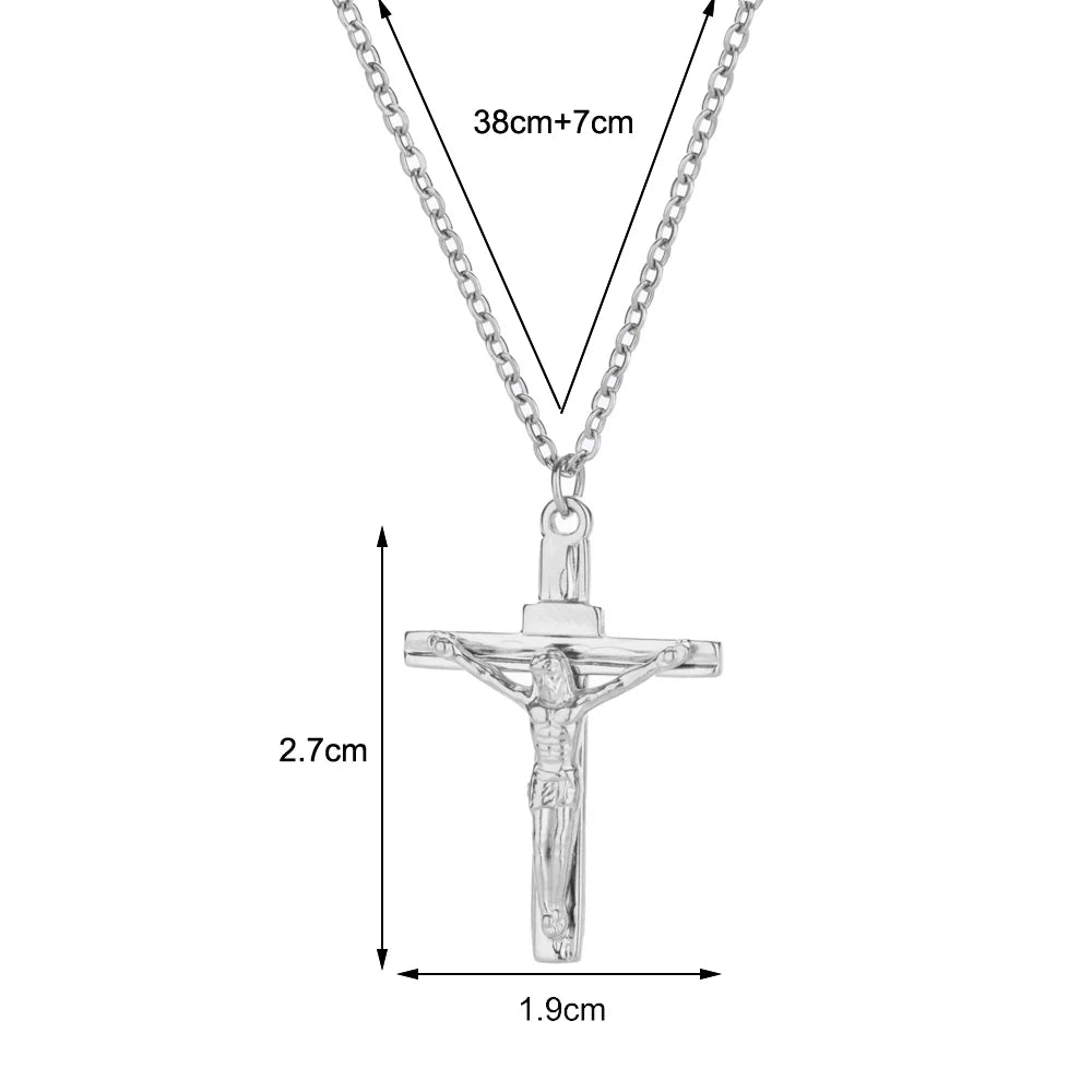 Caravaca Angels Crucifix Necklace – Gold Stainless Steel Jesus Cross for Men & Women - Image 19