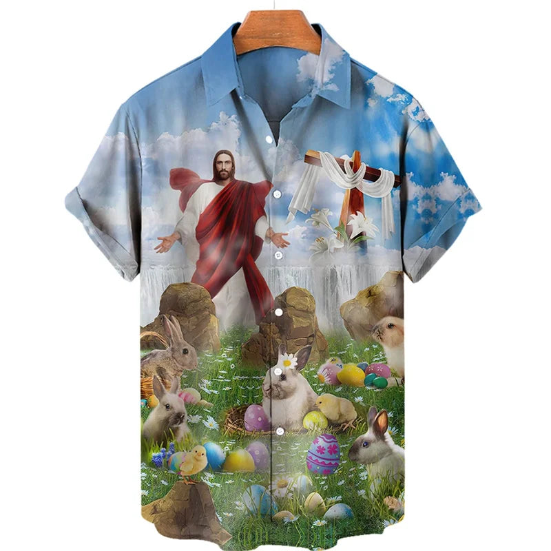 My God Jesus 3D Print Shirt – Summer Harajuku Lapel Shirt for Men & Kids - Image 10