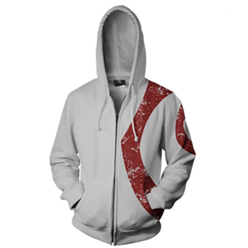 God of War Kratos 3D Print Hoodie – Pullover/Zipper Cosplay Sweatshirt for Gamers - Image 7