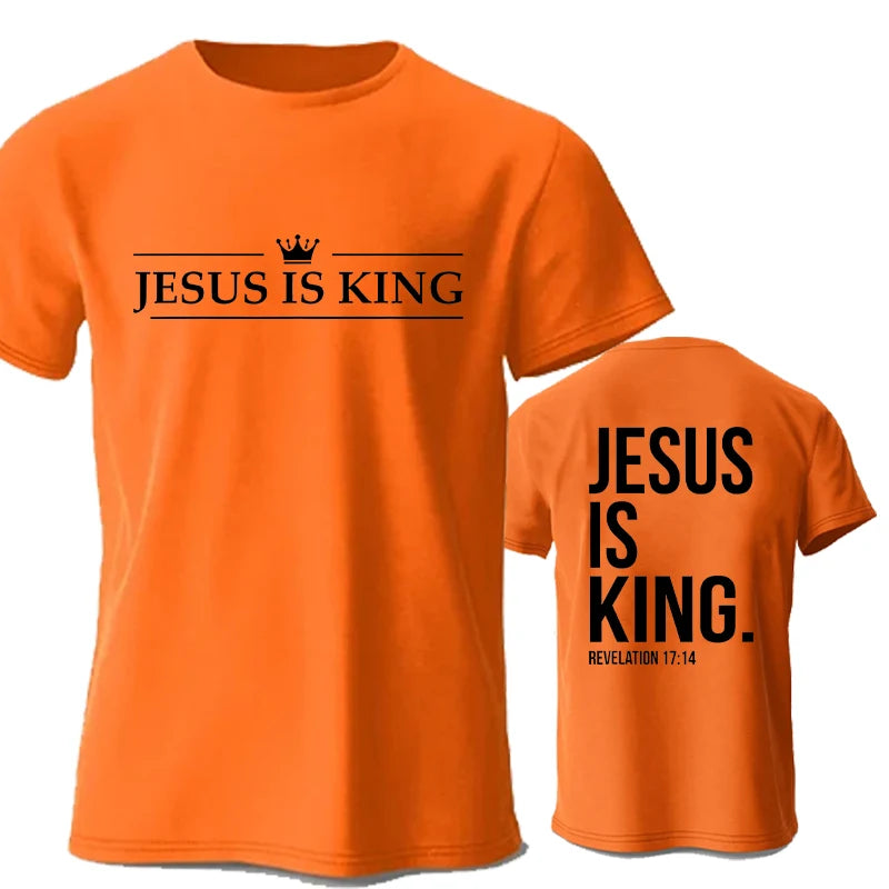 "Jesus Is King" Print T-Shirt – Casual Christian Faith Tee for Men - Image 5