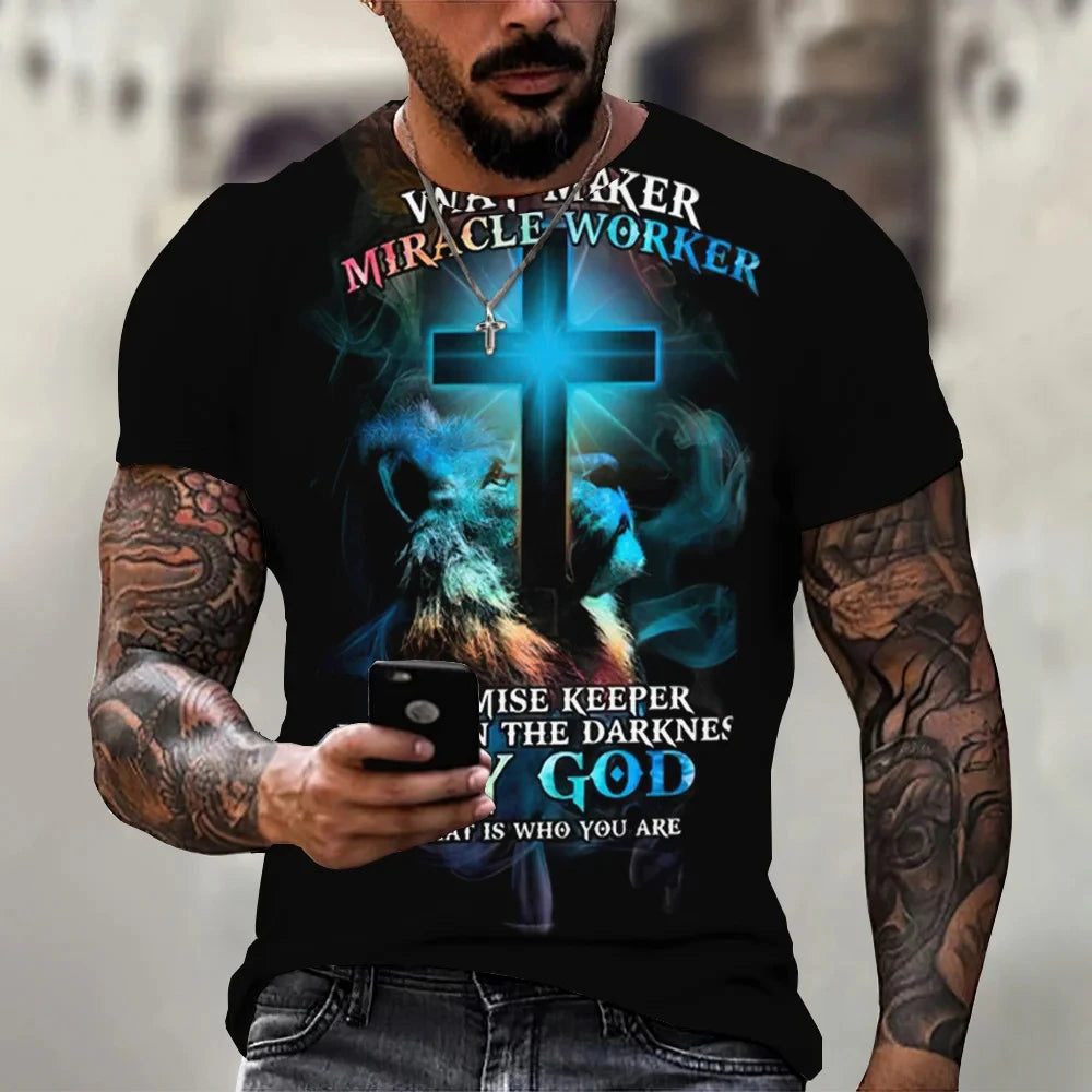 Gothic Jesus T-Shirt – Christian Cross Graphic Streetwear for Men & Women - Image 3