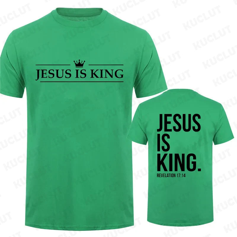 "Jesus Is King" Print T-Shirt – Casual Christian Faith Tee for Men - Image 15