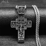 Men's Russian Eastern Orthodox Jesus Cross Pendant Necklace – Stainless Steel Crucifix Baptism Prayer Jewelry