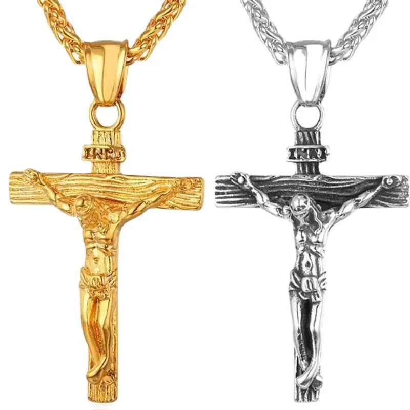 New Religious Jesus Cross Necklace – Fashion Gold Color Pendant for Men & Women - Image 3