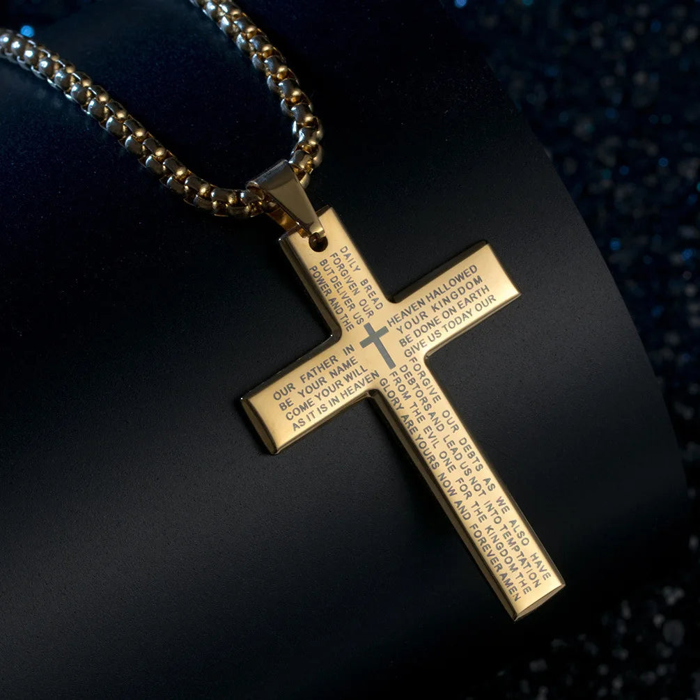 HNSP Cross Chain Necklace – Stainless Steel Catholic Pendant for Men - Image 6