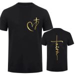 Heart Cross Print Christian T-Shirt